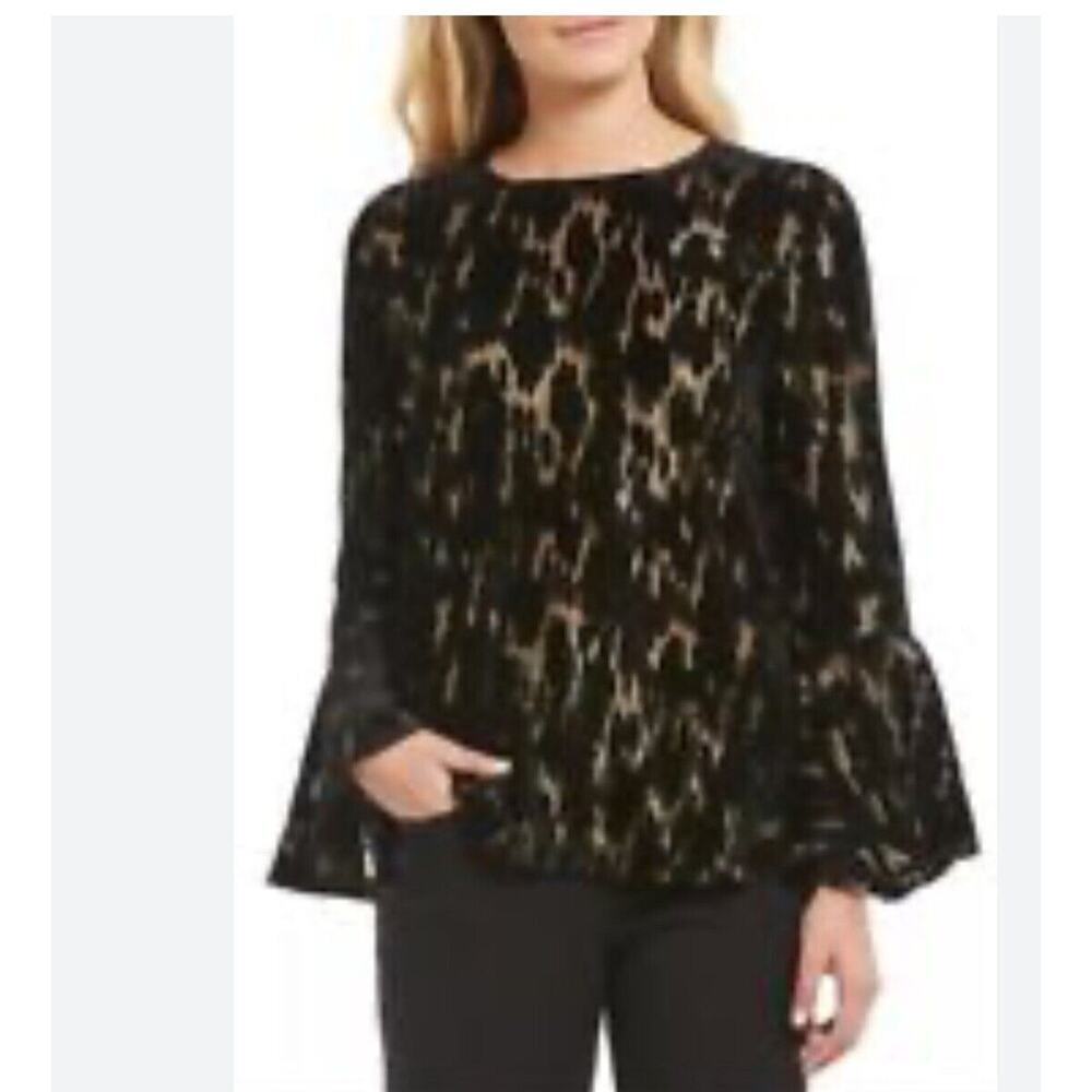 Calvin Klein Top Flocked‎ Velvet And Gold Women’s Size Medium